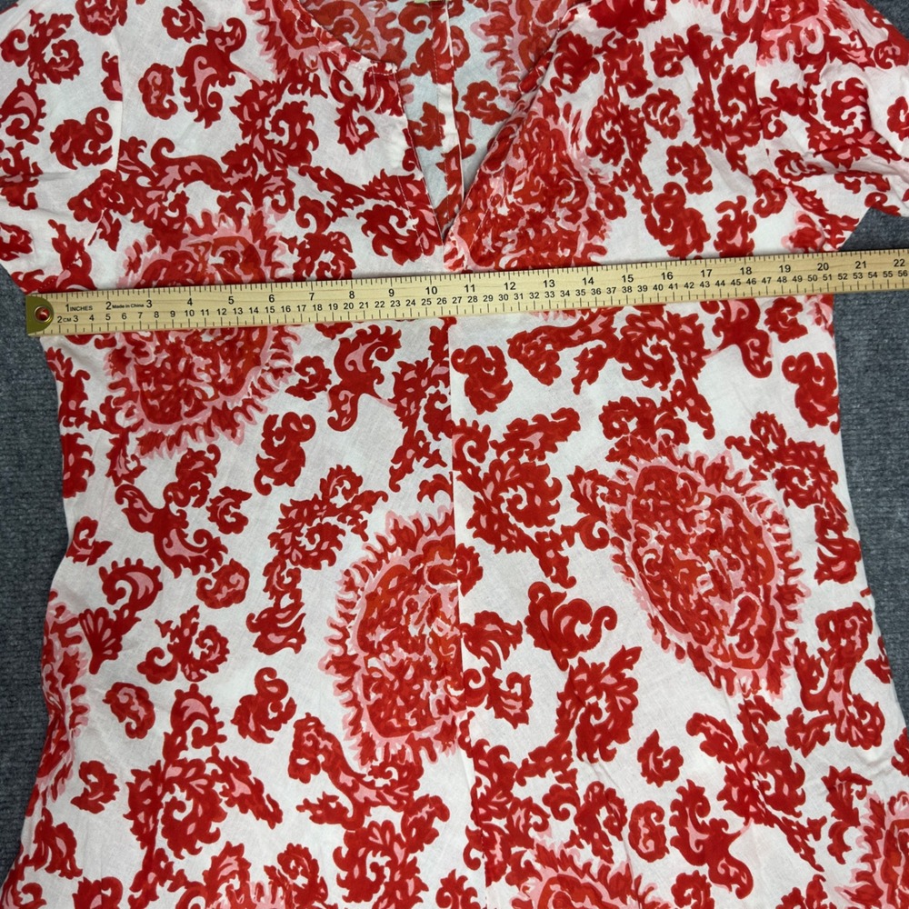 Dolma Dress Womens M Red White Damask Casual Maxi Boho Coastal Festival Vacation - Picture 13 of 13